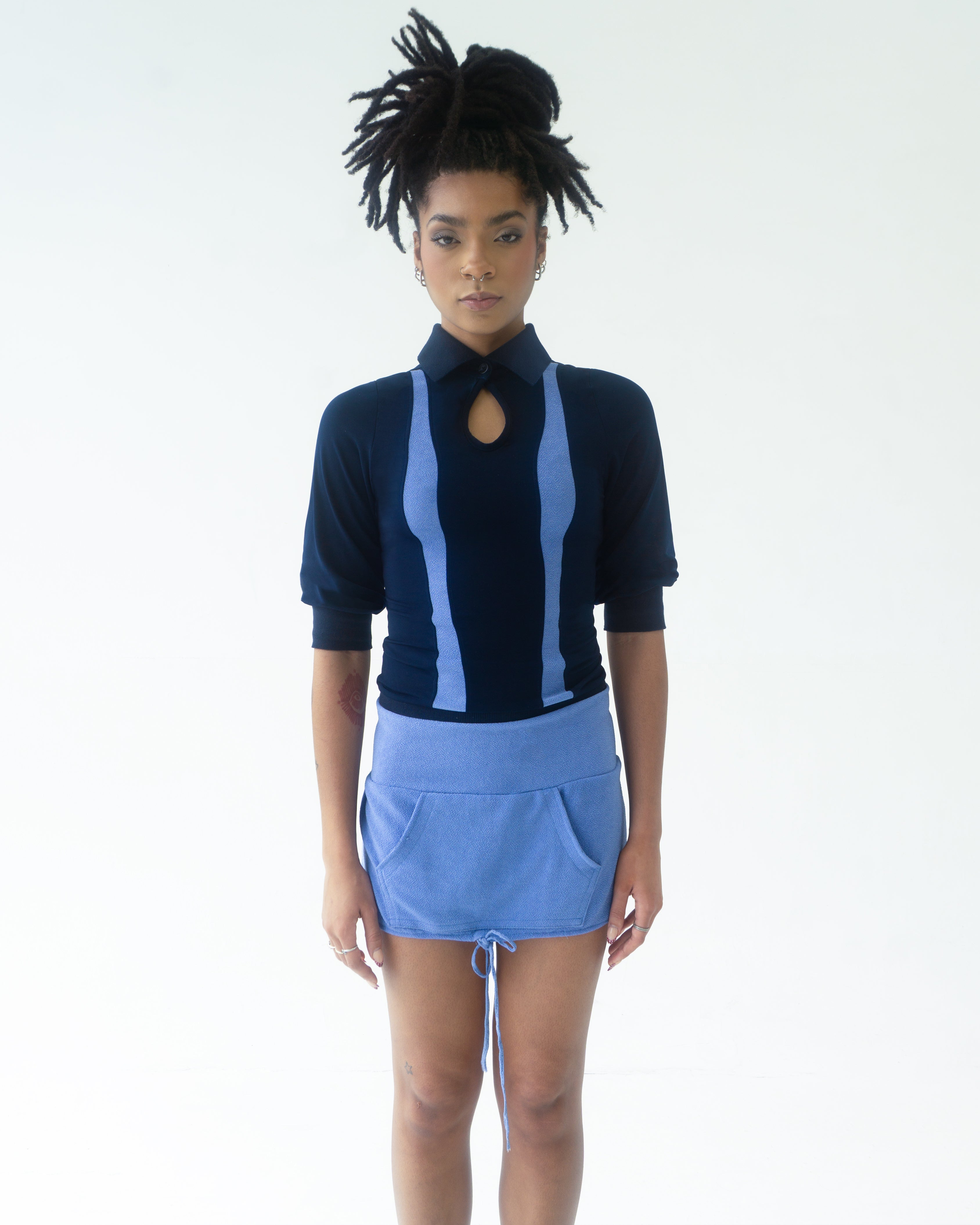 the SIREN polo hoodie in blue