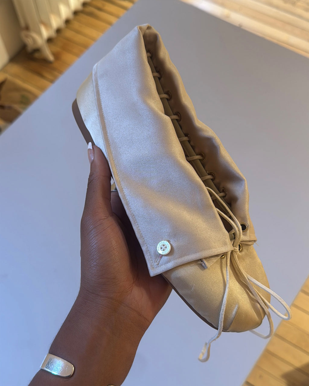 the CAMILLE ballerina flat in champagne