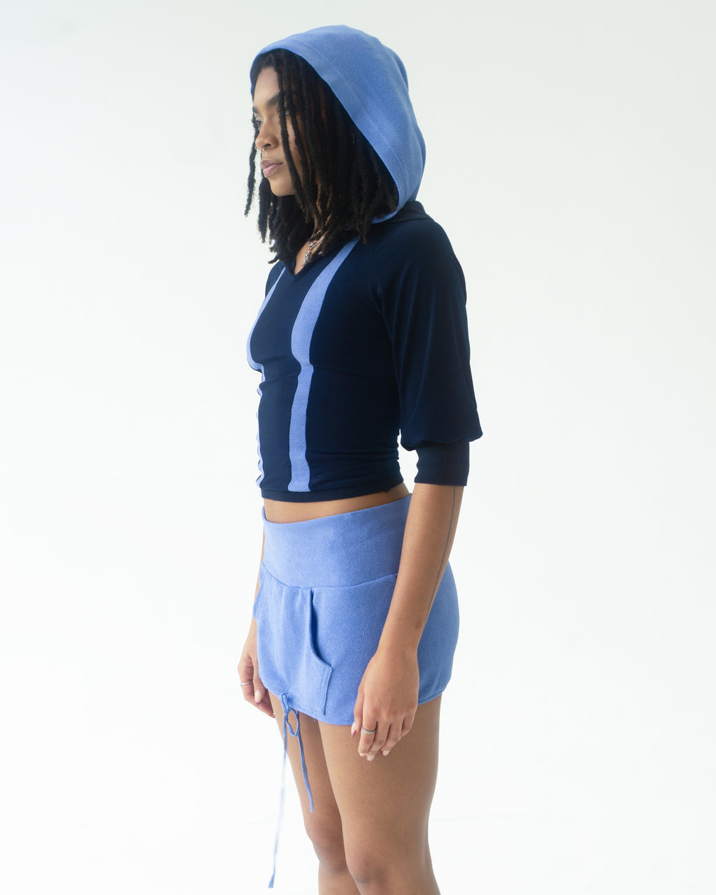 the SIREN polo hoodie in blue