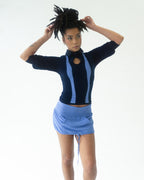 the SIREN polo hoodie in blue