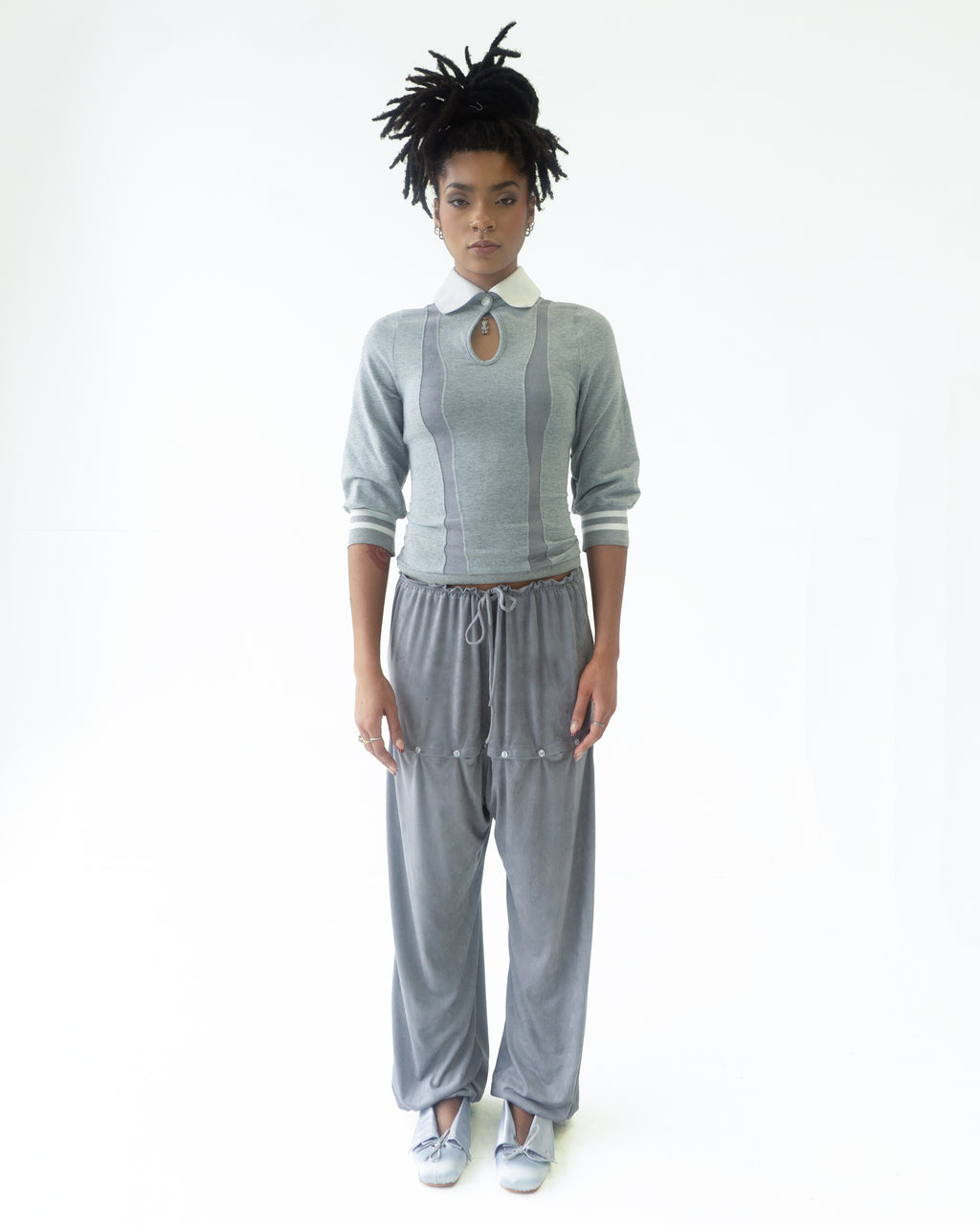 the SIREN polo hoodie in gray