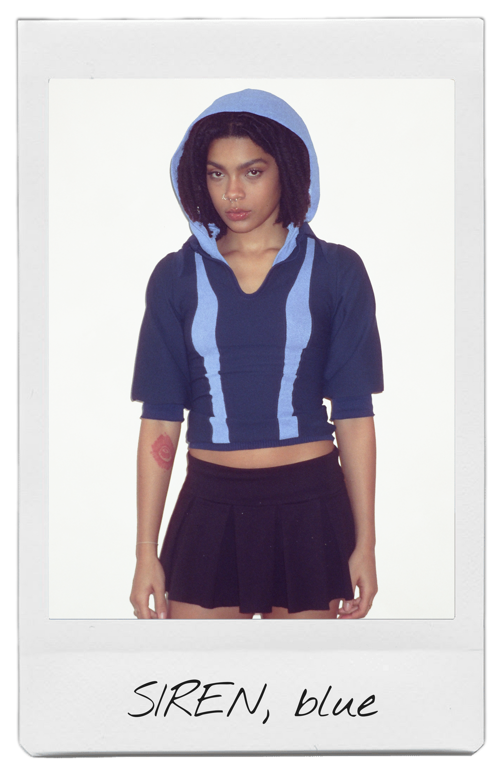 the SIREN polo hoodie in blue