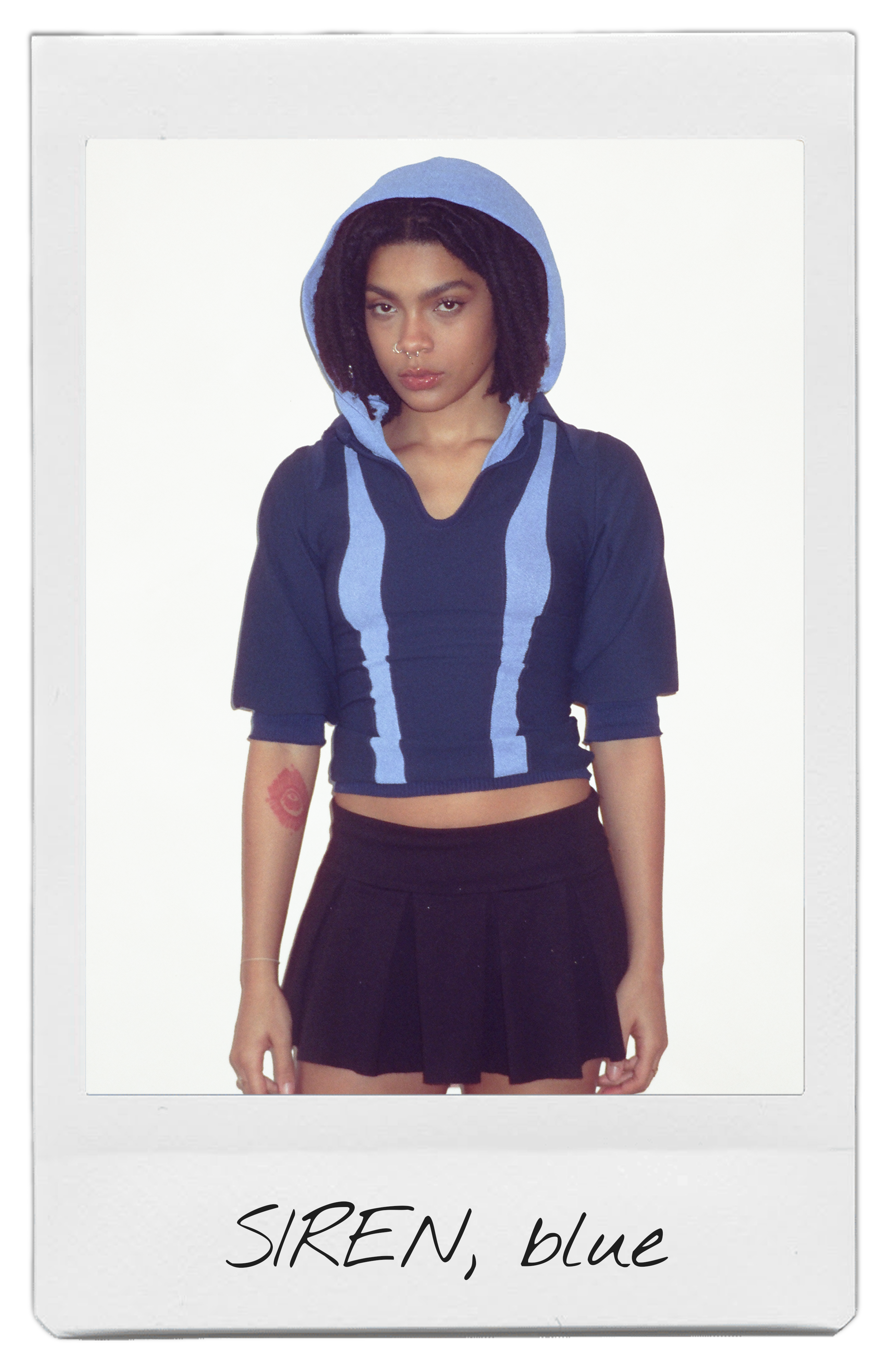 the SIREN polo hoodie in blue