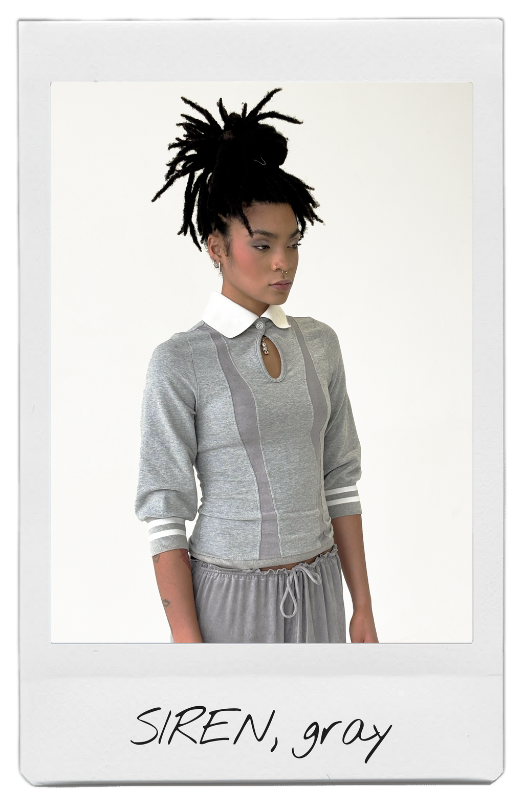 the SIREN polo hoodie in gray
