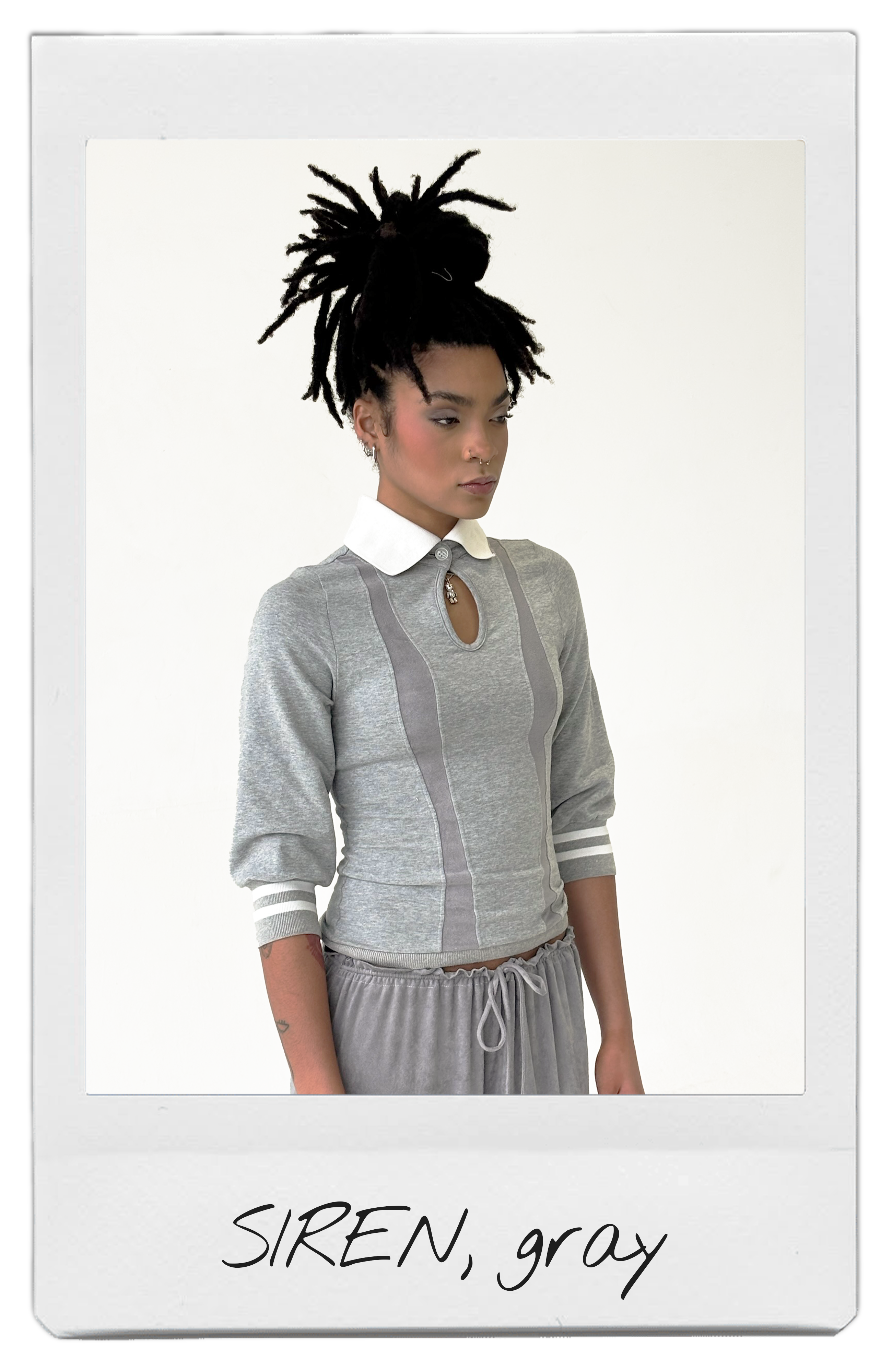 the SIREN polo hoodie in gray
